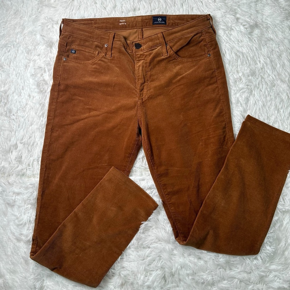 AG Adriano Goldschmied Prima Cigarette Leg Corduroy Pants Women's Size 30R Brown